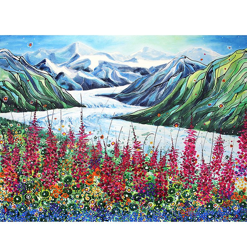 Glacier with Fireweed
